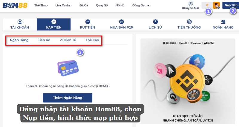 Đăng nhập tài khoản PG99, chọn Nạp tiền, hình thức nạp phù hợp